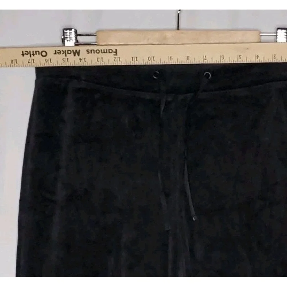 NY Company Citysport Velour Pants Women Medium Black Drawstring Straight Y2K 00s
